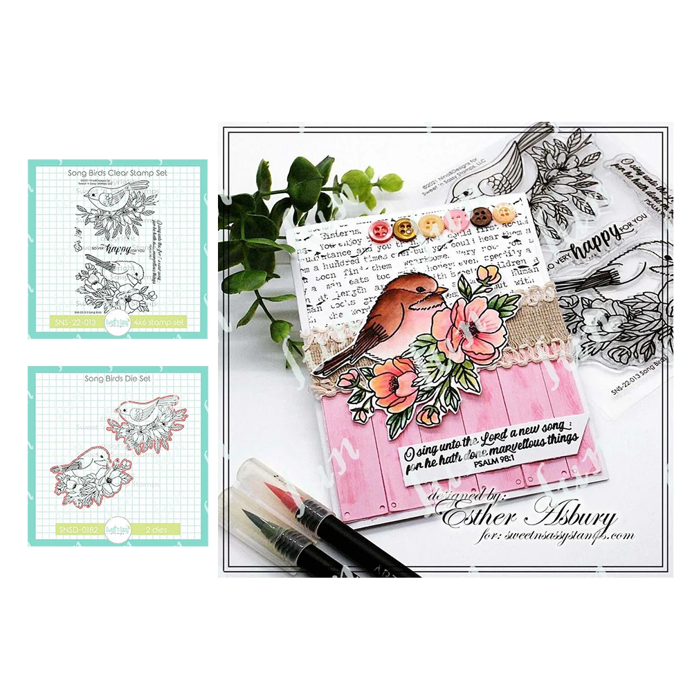 

Sweet 'n Sassy Song Birds Clear Stamp Arrival New Cut Dies Set Diy Scrapbooking Greeting Cards Drawing Coloring Decoration Molds