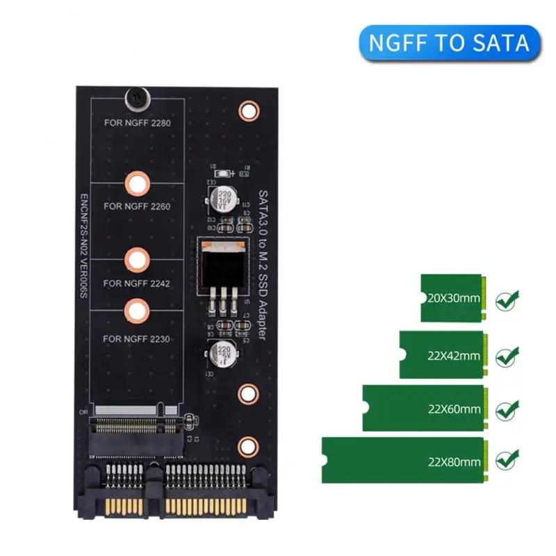 Один порт M.2 NGFF в SATA 22P плата адаптера SATA3.0 на SSD жесткий диск для 2230 2242 2260 2280 черный |