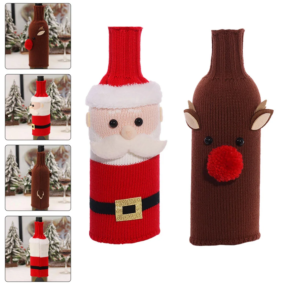 

Рождественские подарочные пакеты Bottlecover, чехлы, сумка для рождевечерние, украшения в виде Санты, декоративные рукава, тканевый плюшевый вяз...