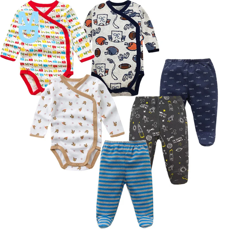 

New 3pcs baby bodysuit + 3pcs baby pants fashion baby clothes set 100% cotton born baby girl clothes infant baby clothing set