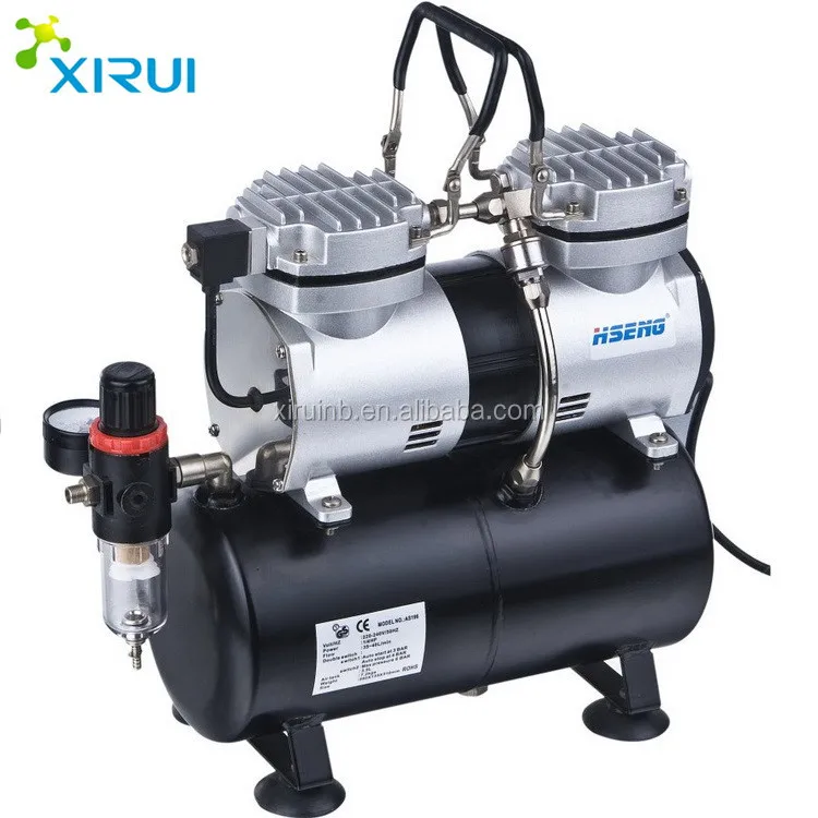 

AS196 twin cylinder airbrush compressor with tank
