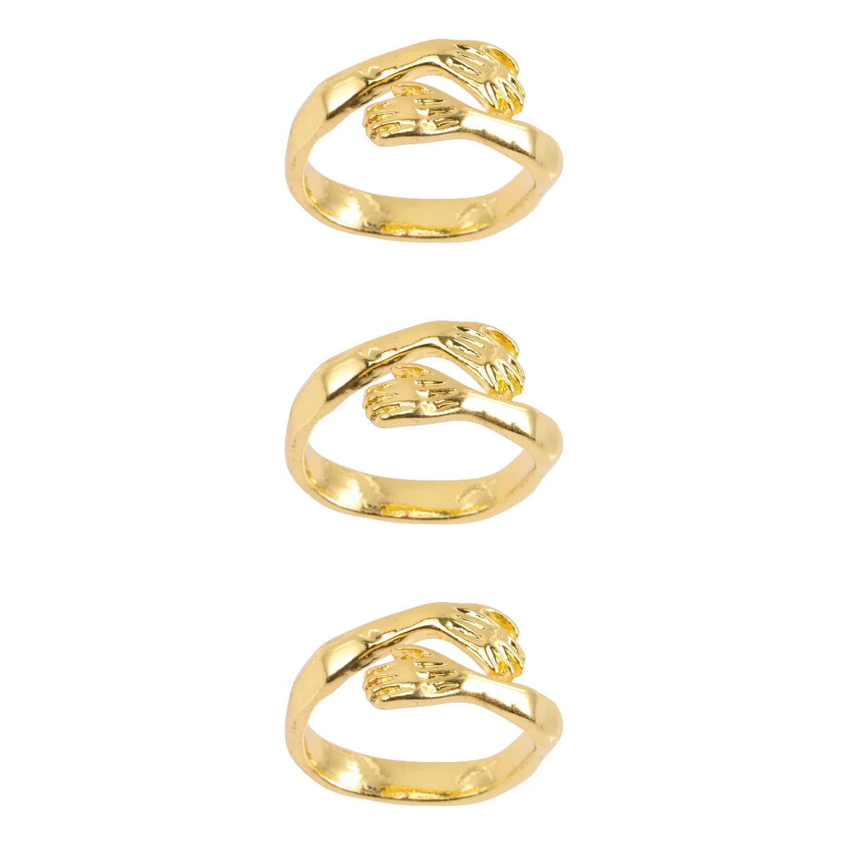 

3pcs Women Vintage Ring Jewelry Hug Hand Ring Fashionable Women Jewelry Finger Ring