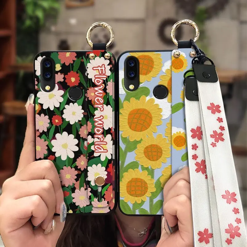 painting flowers silicone phone case for umidigi power soft case ring wrist strap lanyard wristband free global shipping