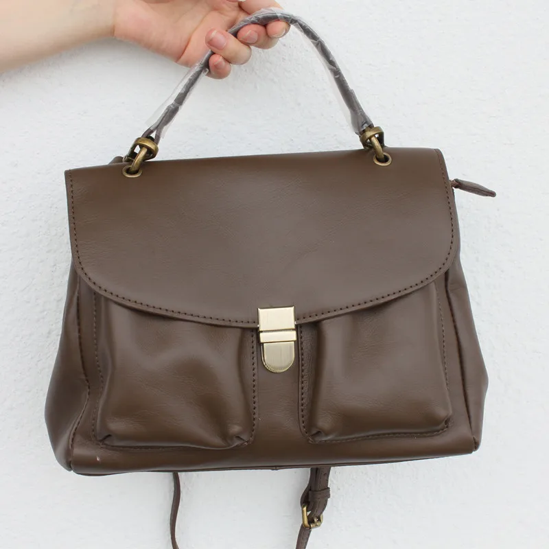 Lady Genuine Leather Classic Handbags Women's Bags 2022 New  Arrivals Retro Hand Shoulder Crossbody Bag Hasp Zip Top-Handle Bags