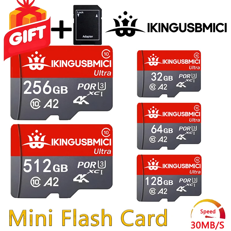Фото Карта памяти Micro SD TF 512 ГБ microSDXC, скорость до 180 МБ/с, Full HD и 4K UHD, C10, U3, V30, A2, для GoPRO, DJI Drone №1