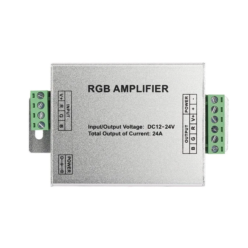 

DC 12V 24V RGB Amplifier 24A LED Dimmer RGB Controller 144W 288W For Extend Signal LED 5050 3528 RGB LED Strip Light