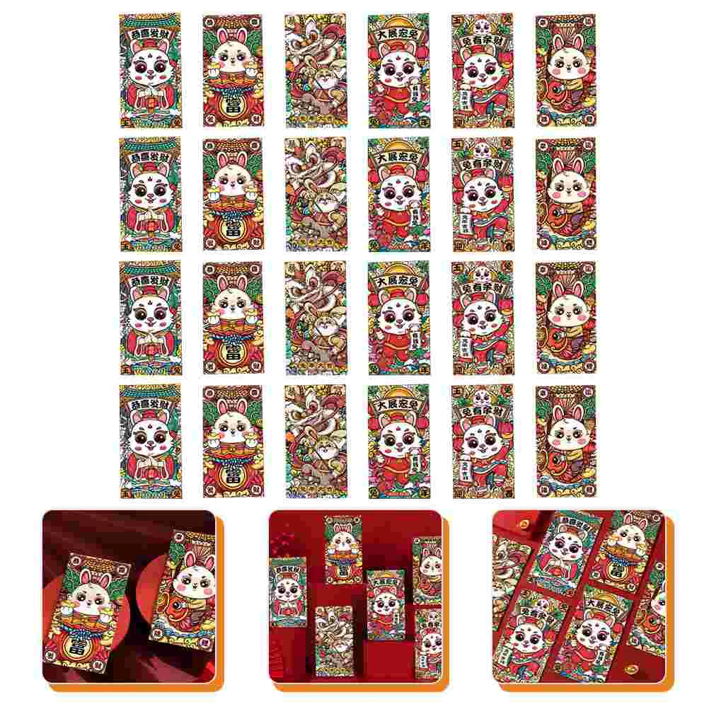 

Money Red Envelopes Year Rabbit Packet New Bao Hong Festival Chinese Wedding Pockets Spring Luck Packets Cash Bunny Pouch Favors