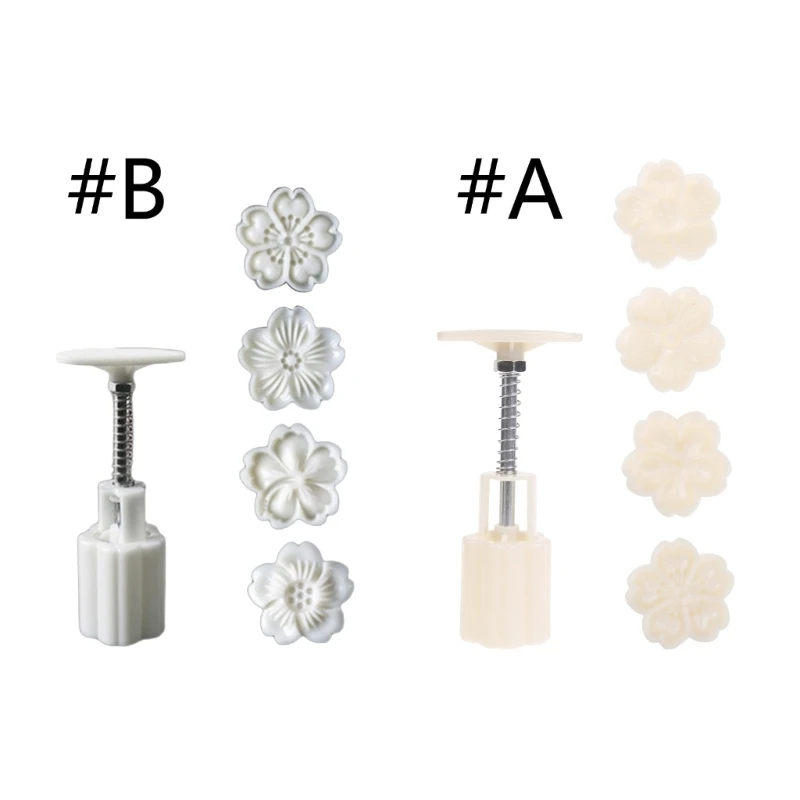 

Hibiscus Shaped DIY Mooncake Moulds Hand Press Tools Plastic Mooncake Cutters
