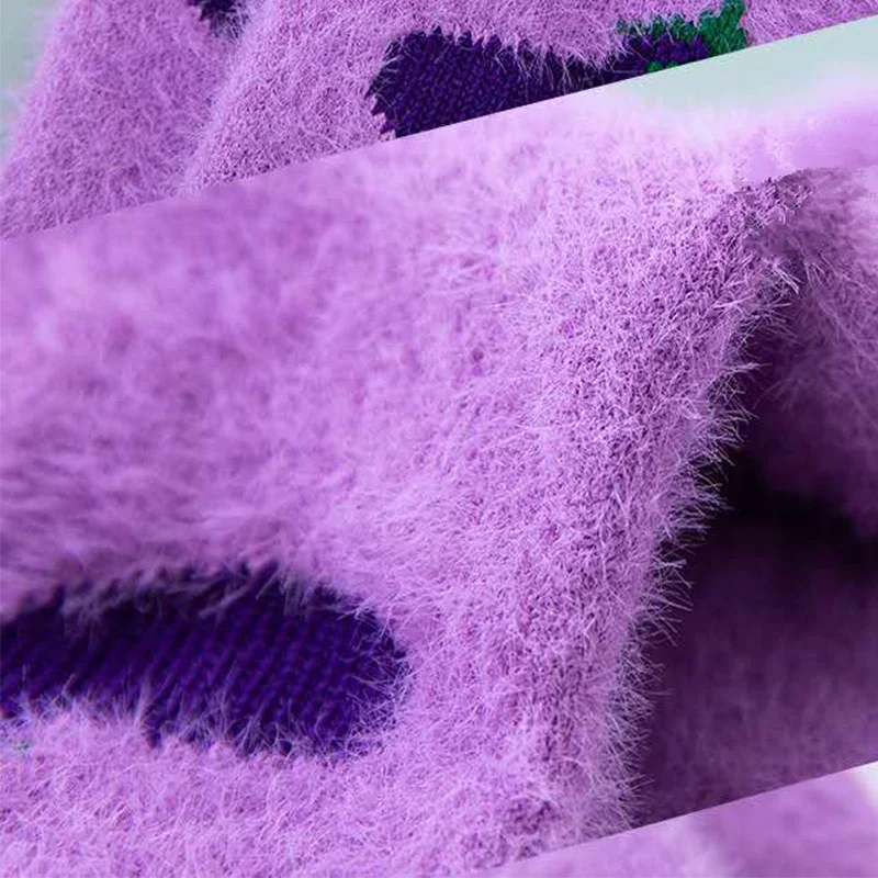 New Winter Autumn Velvet Socks Cute Fruit Socks Thicken Warm Women Socks Sleep Socks Girls Home Floor Bedroom Sox Harajuku Gift