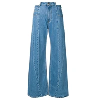 maison margiela jeans for women 21ss new mm6 womens panel high waisted wide leg straight leg pants baggy jean harajuku trousers