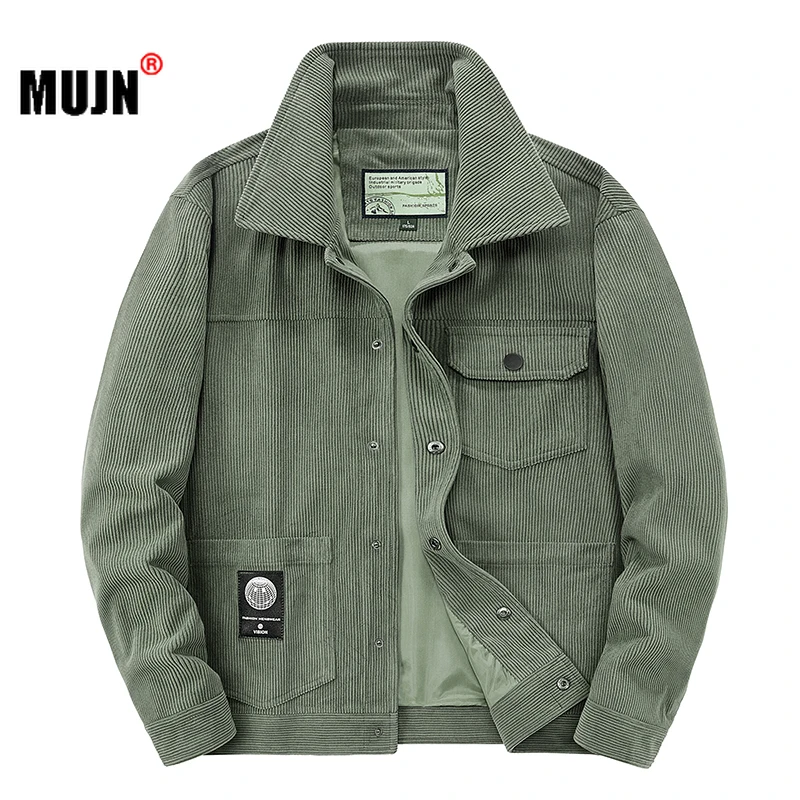 

Куртка мужская Вельветовая в стиле ретро, Модный деловой пиджак-карго свободного покроя, с отложным воротником, однотонная верхняя одежда, весна-осень