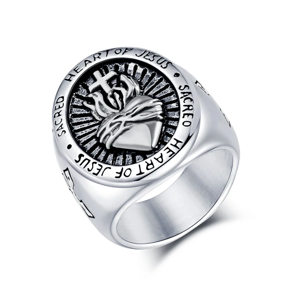 Европейский и американский литературный ретро титановый стальной крест кольцо