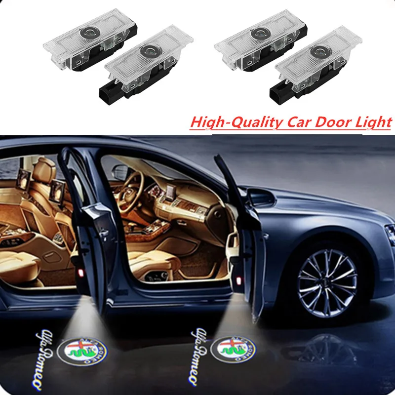 

2X For Alfa Romeo159 Stelvio Spider Brera Giulia Giulietta Mito Led Car Door Logo Light HD Warning Light Welcome Projector Lamps