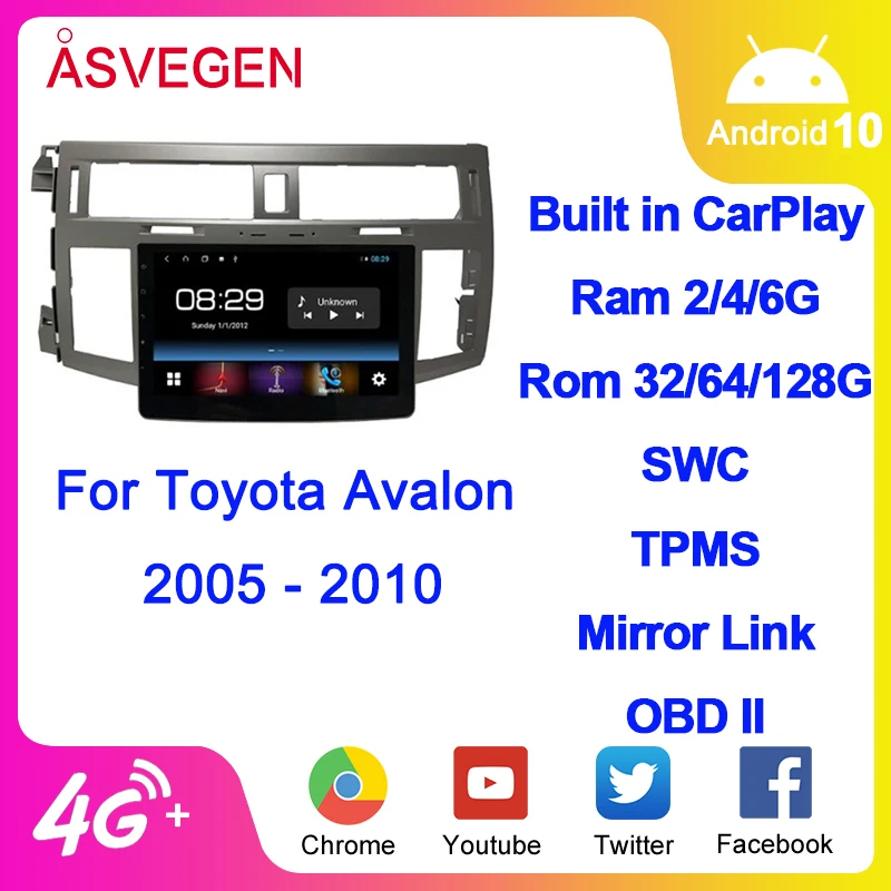 

9 "Android 8,1 автомобильный DVD-плеер для Toyota Avalon 2005 - 2010 с GPS-навигацией, автомобильный радиоприемник, мультимедиа, стерео