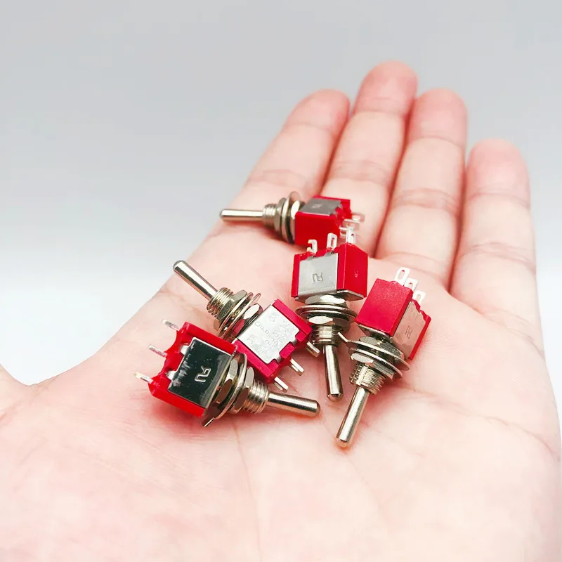 1/5pcs Red Mini 3pin 6mm 2/3 Position Self-resetting Toggle Switches ON-(ON)DPDT 6A/125V 3A/250V AC MTS-112 | Обустройство дома