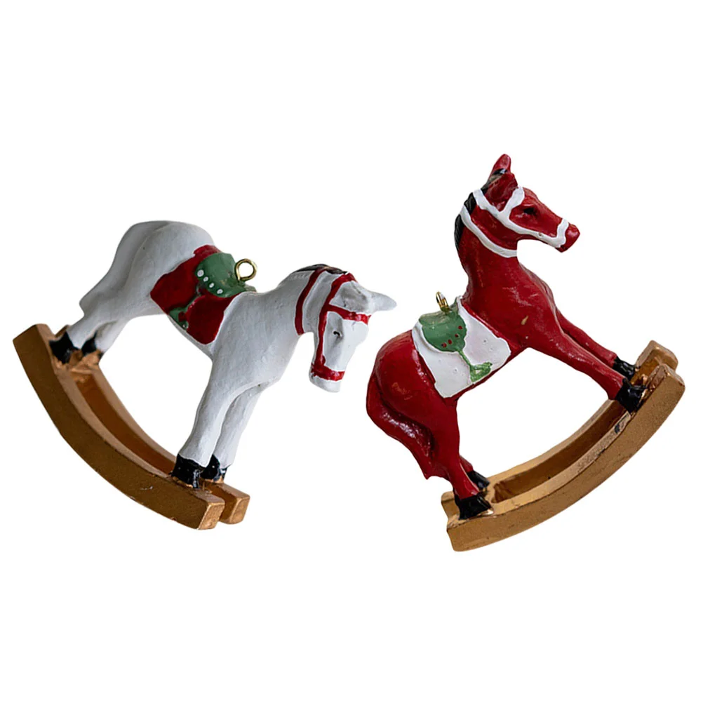 

2pcs Christmas Horse Hanging Ornament Xmas Tree Hanging Horse Christmas Party Decor