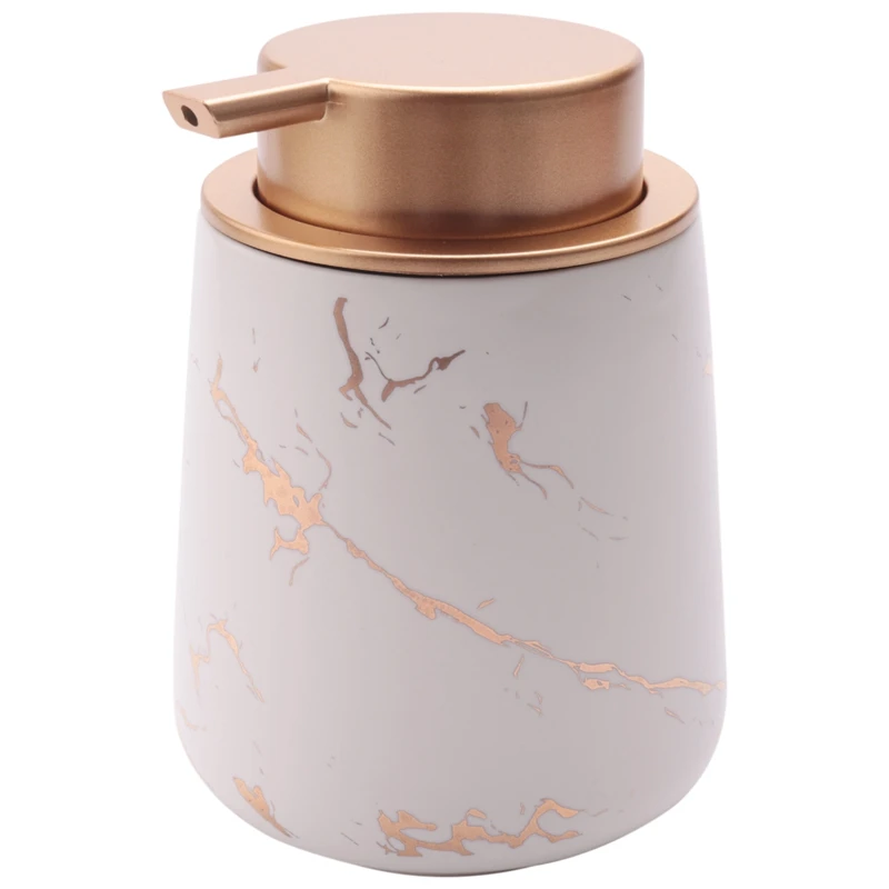 

Imitate Marble Ceramic Hand Soap Dispenser,Portable Refillable Liquid Shampoo&Lotion Jar,400Ml