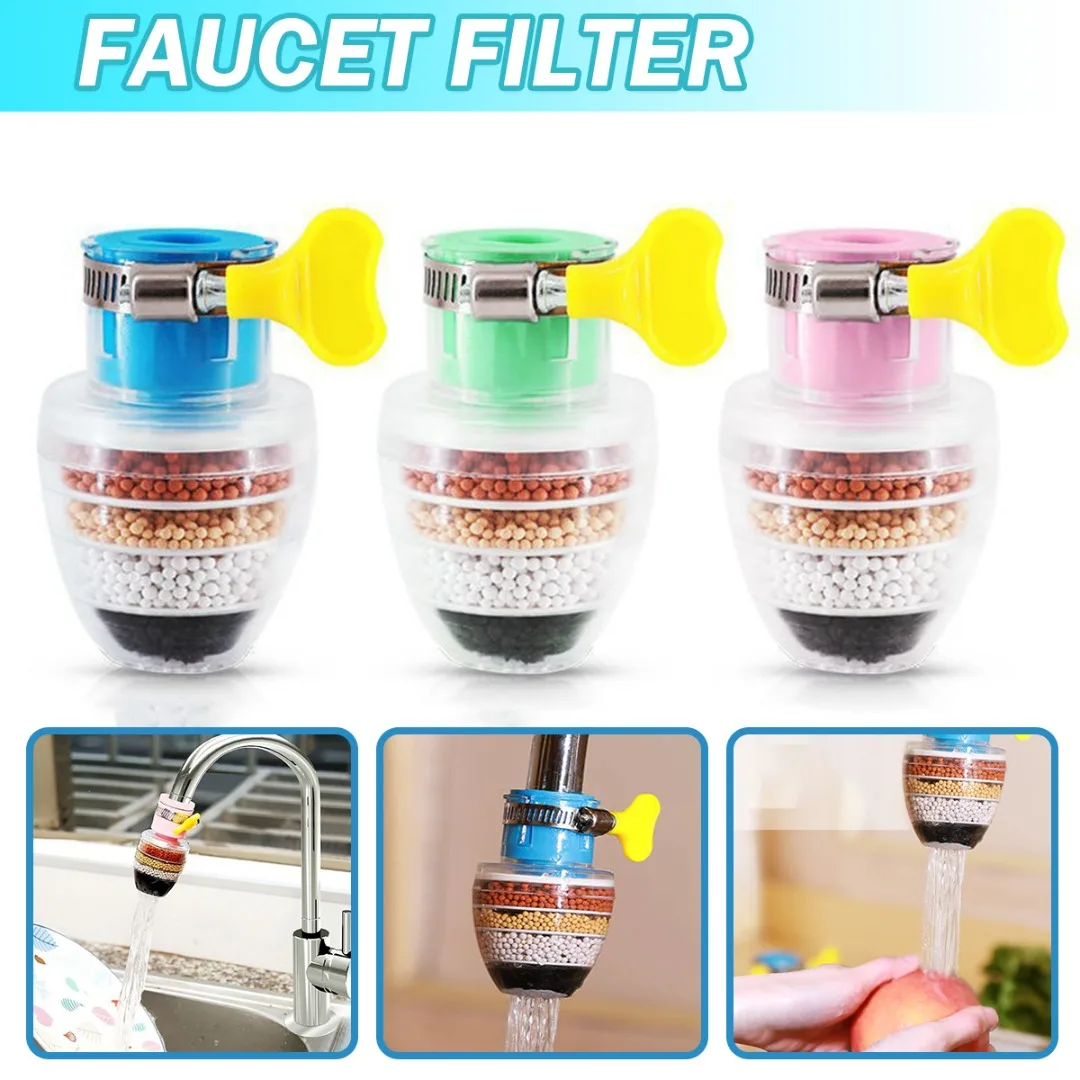 

1PCS Long Round Basin Faucet Water Purifier Activated Carbon Home Kitchen Faucet Tap Shower Head Nozzle Cleaning Filters
