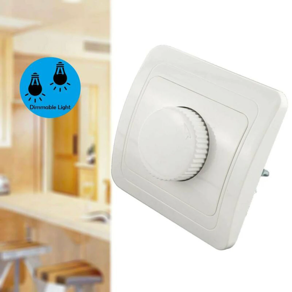 

Switch Rotary Dimmer White 4 To 300W 81 X 81mm Trailing Edge AC 200V-250V European Standard For Conventional Lamps