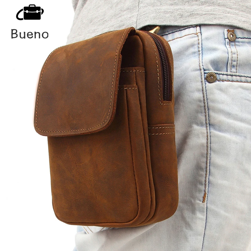 

New Men's Genuine Leathe Waist Pack Male Phone Pouch Bags Fanny Pack Waist Bag for Men Cowhide Vintage Man Bum Belt Pouch Bag