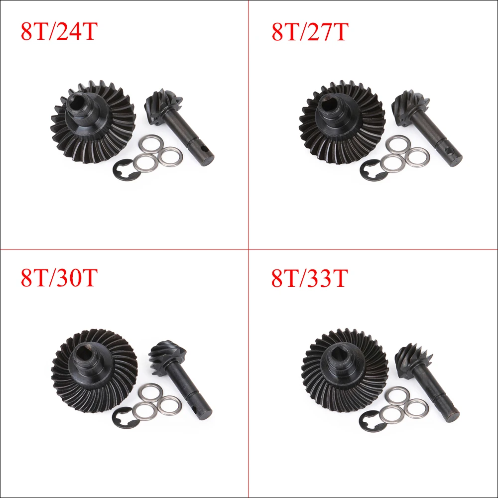 Комплект конических зубчатых передач 8T/24T/27T/30T/33T для 1/10 RC Crawler Axial SCX10 II 90046 AR44