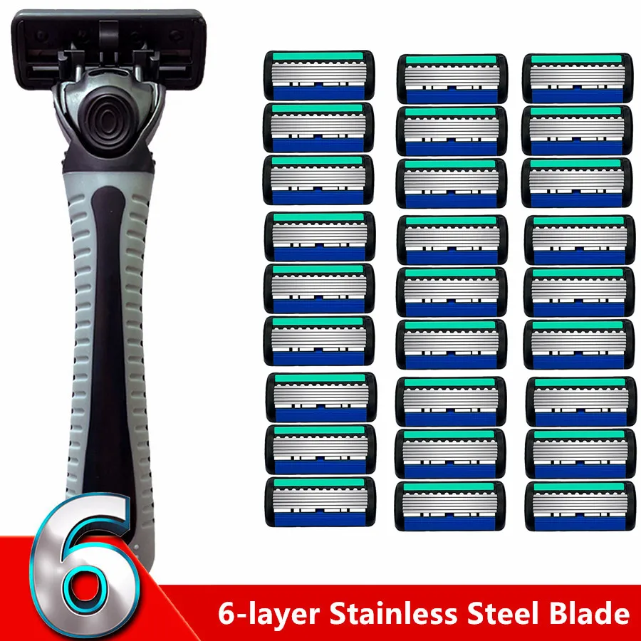 Razor Classic 6 Edge Safety Razor for Mens Shaving&Womens Hair Removal 27 Shaving Blades Manual Shaver