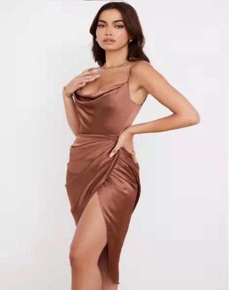 

Mid-length skirt suspender type high waist bag hip sexy dress White