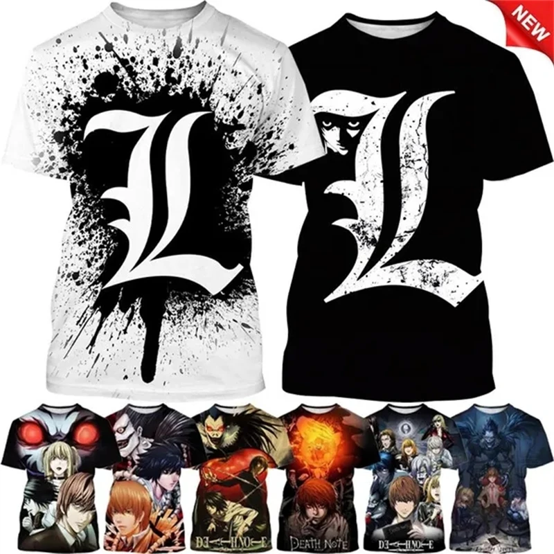 

New Summer Anime Death Note 3D Print T-shirt Japanese Psychological Movie Harajuku Style Short Sleeve Tshirt Men Women Kids Tops