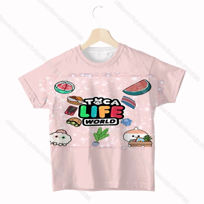 Kids Toca Life World 3D T Shirt Toddler Cartoon T-shirt Boys Girls Teens Short Sleeve Anime Tee Tops Summer Children Clothes