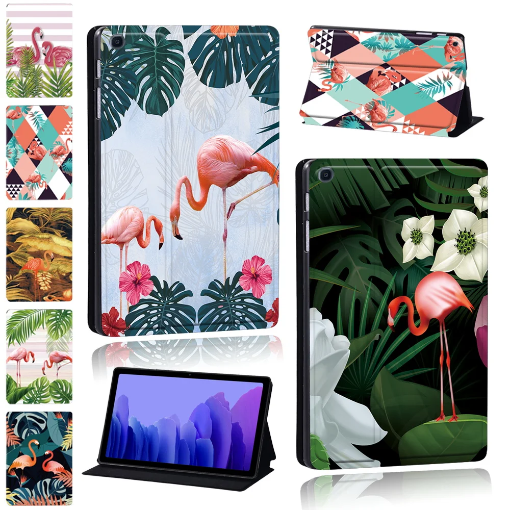 

Tablet Case for Samsung Galaxy Tab A7 Lite/Tab A7 10.4"/Tab A8 X200/Tab A T510/T590/Tab A T290 Pu Leather Flamingo Print Cover