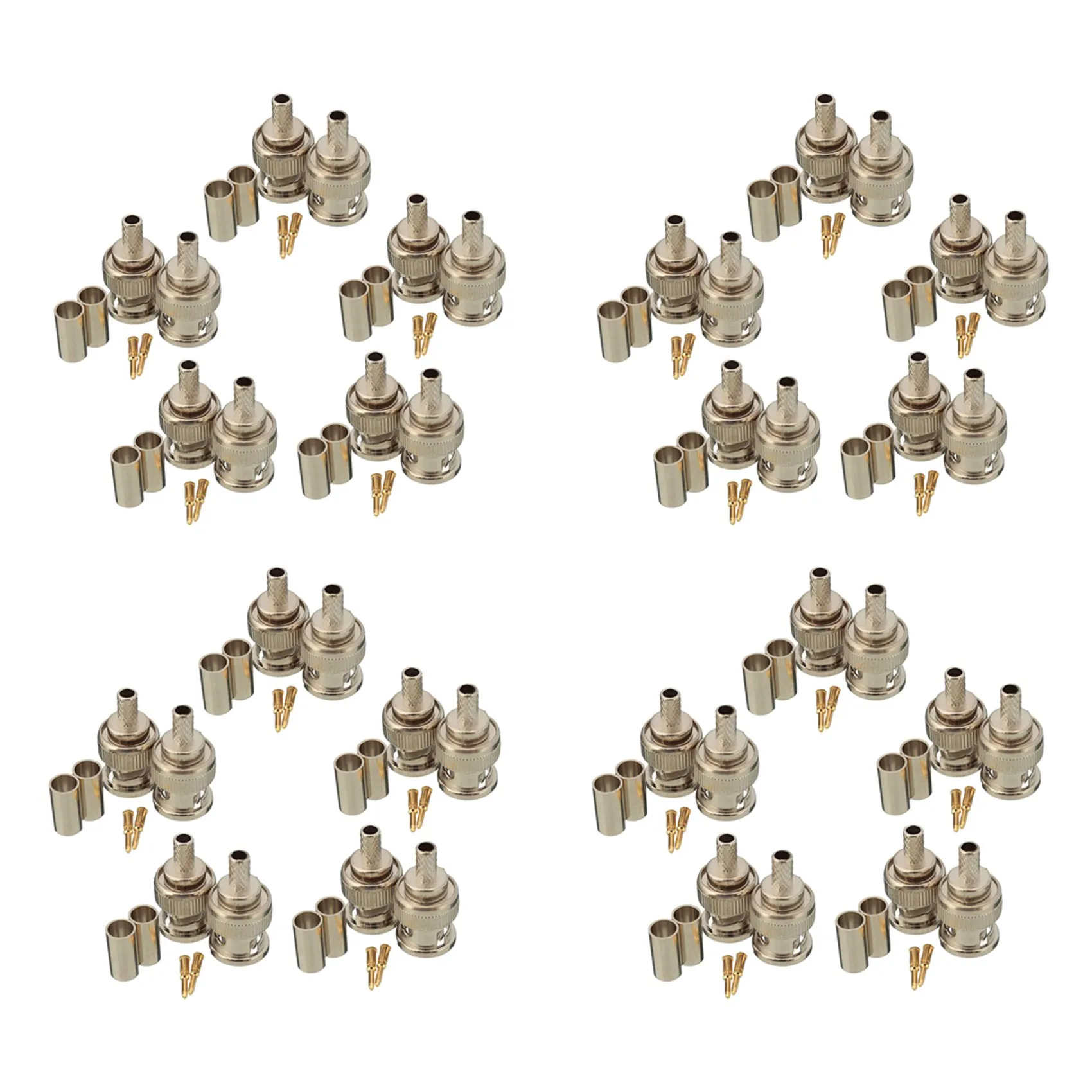 

40 Sets 3-Piece BNC Male RG58 Plug Crimp Connectors