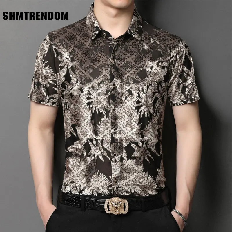 

Hollow Breathable Lace Fashion Casual Loose Short Sleeve Men Shirt Summer New Quality Velour Soft Comfortable Cool Chemise Homme