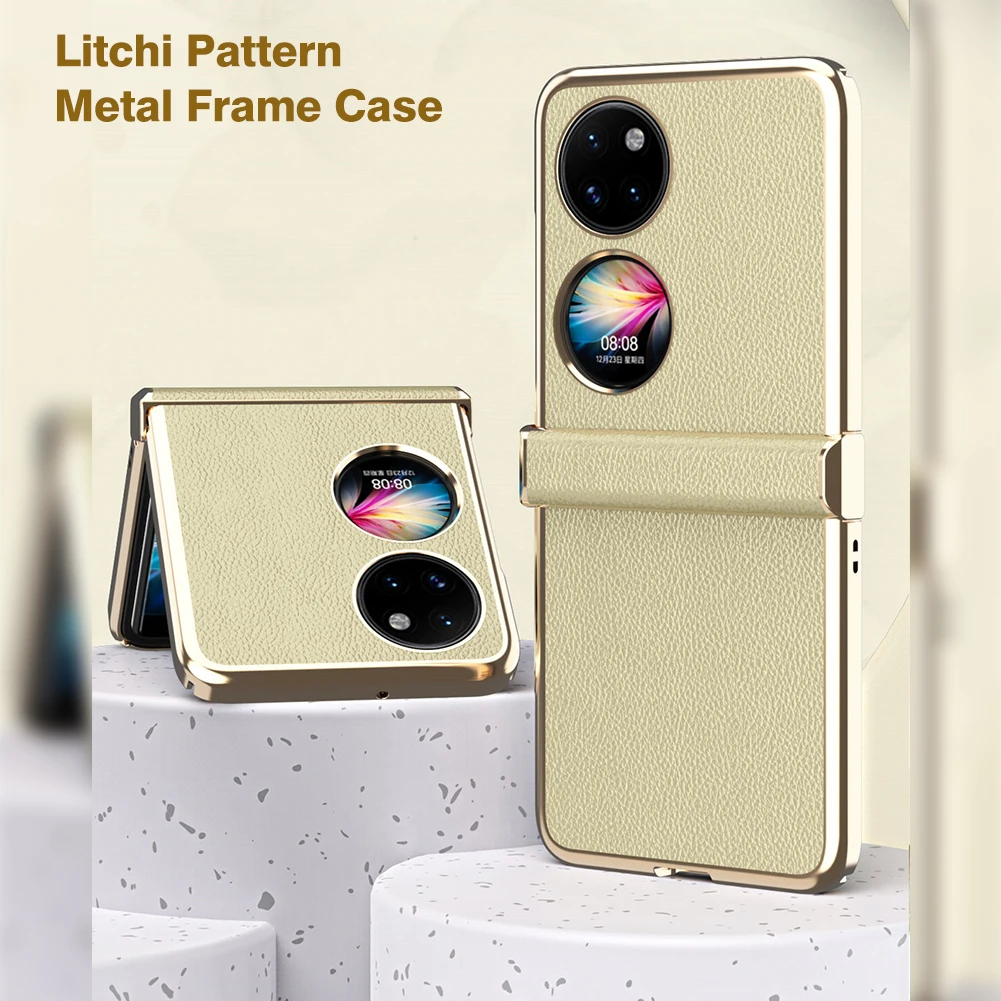 

For Huawei P50 Pocket 5G Case Luxury PC Litchi pattern hinge For Huawei P50Pocket Folding Screen Protection Shockproof Cover