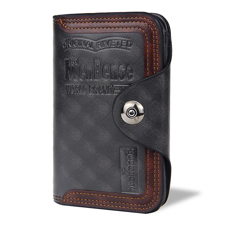 Retro Men Leather Wallets Small Money Purses Design Price Top Men Thin Wallet With Coin Bag Zipper Magnetic Buckle Money Clip