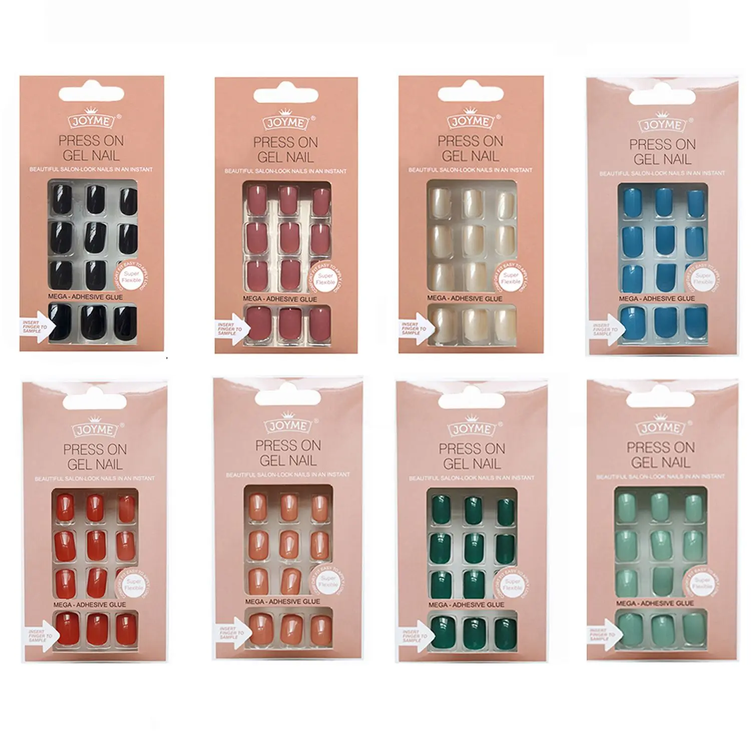 

Nails Art Fake Nail Tips False Press on Coffin with Glue Stick Designs Clear Display Short Set Full Cover Artificial Square Kiss