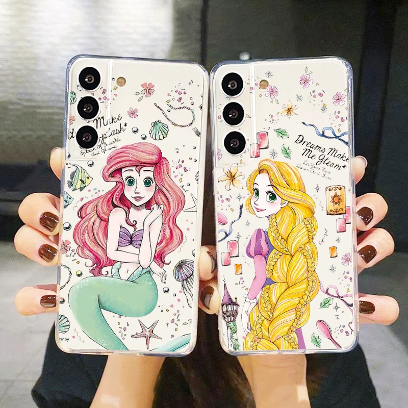 

Princess Cute Cartoon For Samsung Galaxy S23 S22 S21 S20 Ultra Plus Pro S10 S9 S8 4G 5G Silicone Transparent Phone Case Fundas