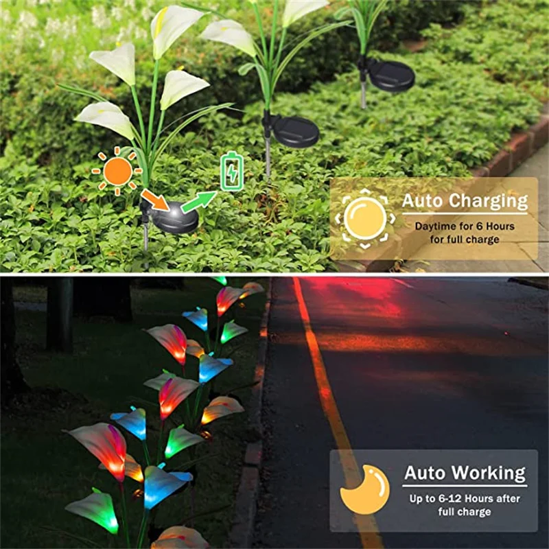 Светодиодный светильник с цветком лилии на солнечной батарее уличная лампа для