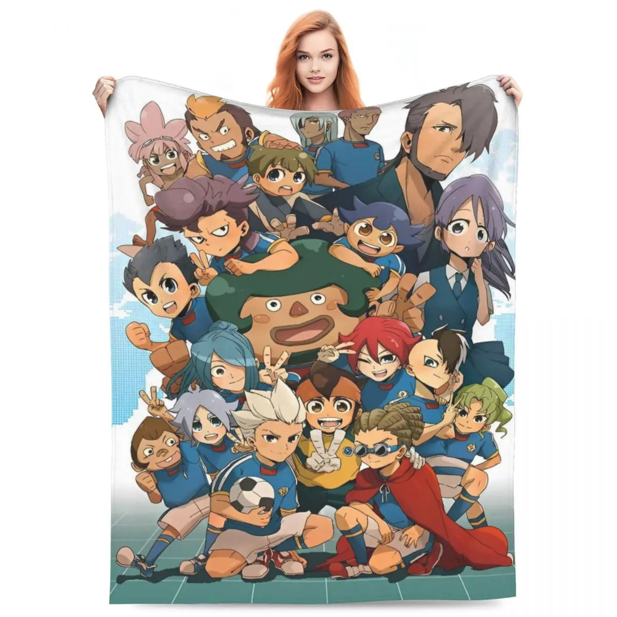 Одеяло Inazuma Eleven из японского мультфильма манга флисовое текстильное дышащее