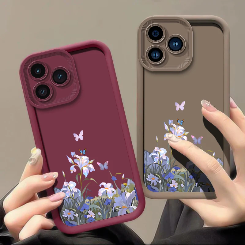 Фото Чехол для телефона Xiaomi Poco M8 Pro F8 Ultra M7 4G M6 Plus M5S M4 Pro C50 C40 C65 C61 C55 C51, противоударный чехол с цветочным узором и бабочками №2