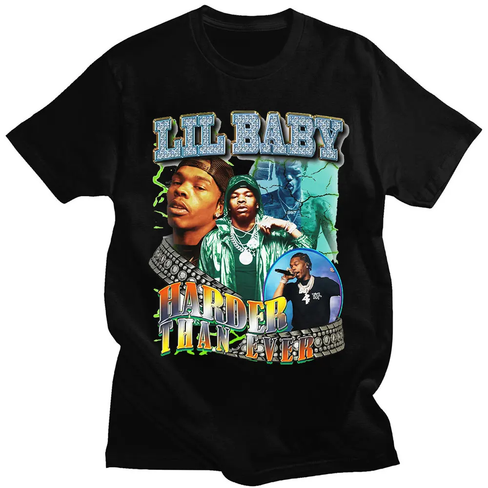 

Футболка мужская в стиле хип-хоп, уличная одежда в стиле Харадзюку, топы с рисунком Лила, ребенка, звезды рэпа, футболка с графическим принтом 90-х годов, рубашка с коротким рукавом