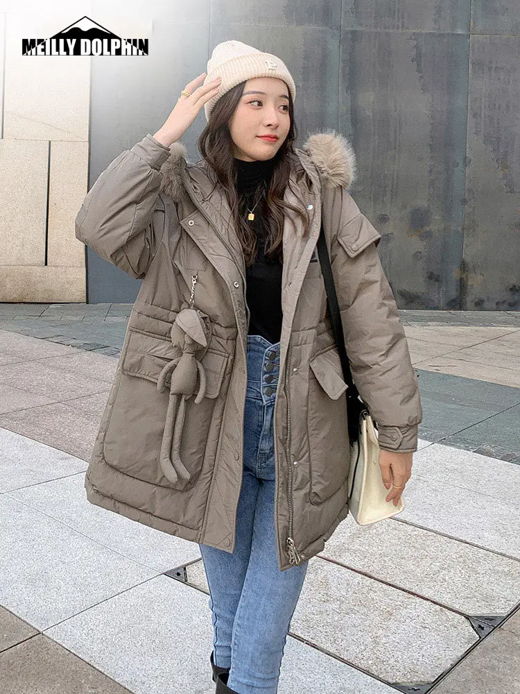 2022 Winter Coat Women Oversized with bear Fur Hooded Female Winter Long Sleeve Loose Jacket Outwear Parka Women Autumn Clothes
