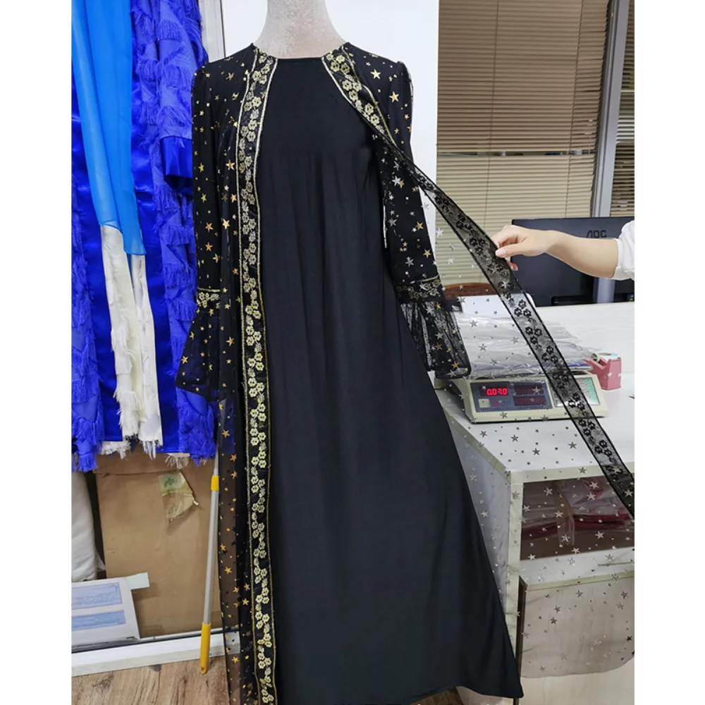 2023 Arabian Large Size Middle East Fake Two Pieces Women's Robe Muslim Dress Robe Pour Femme Musulmane Vestidos Largos