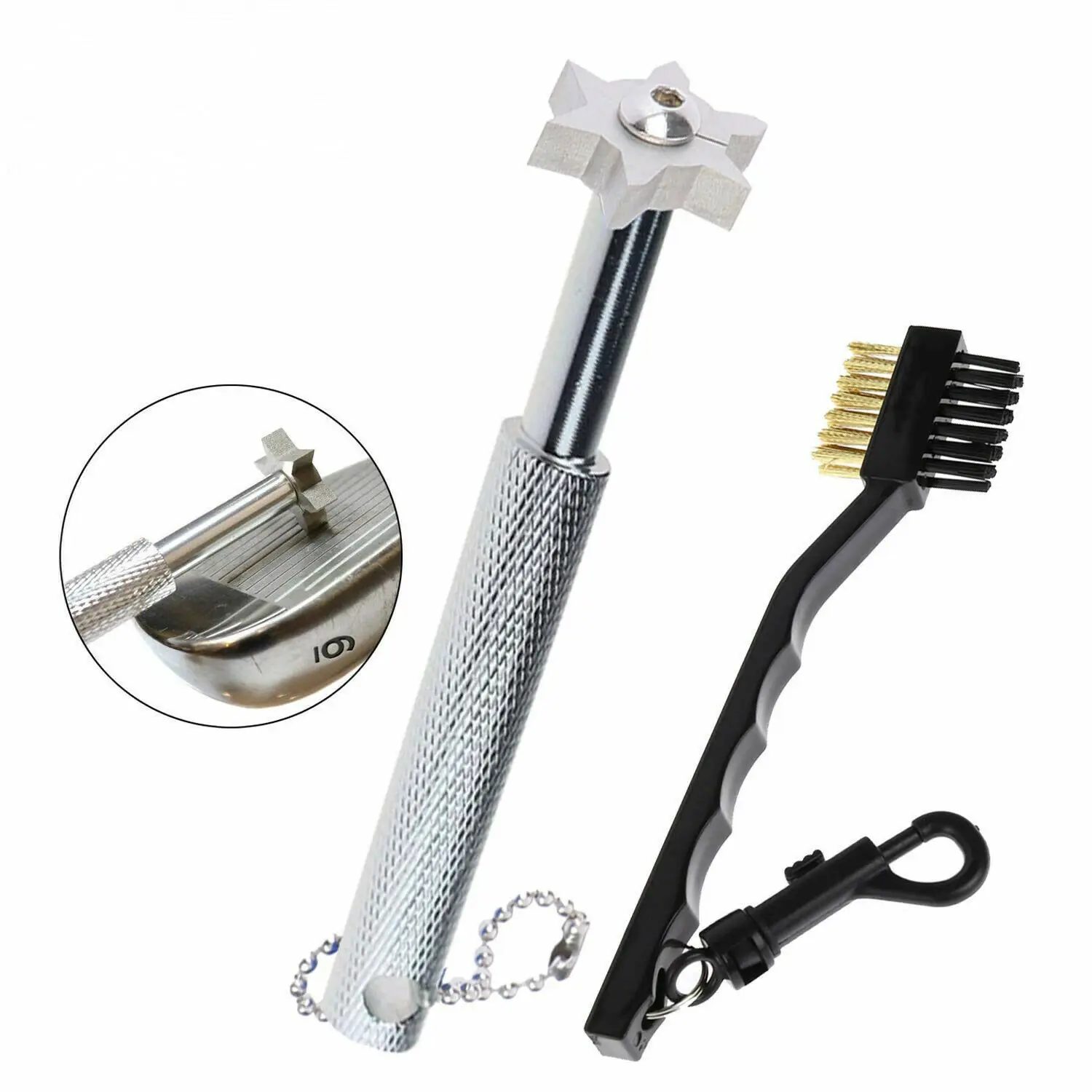 

Training Aid Golf Cleaner Set with Brush & Iron V U Blade Wedge Kit Cleaning Tool Groove Sharpener Accesories Drop Shipping