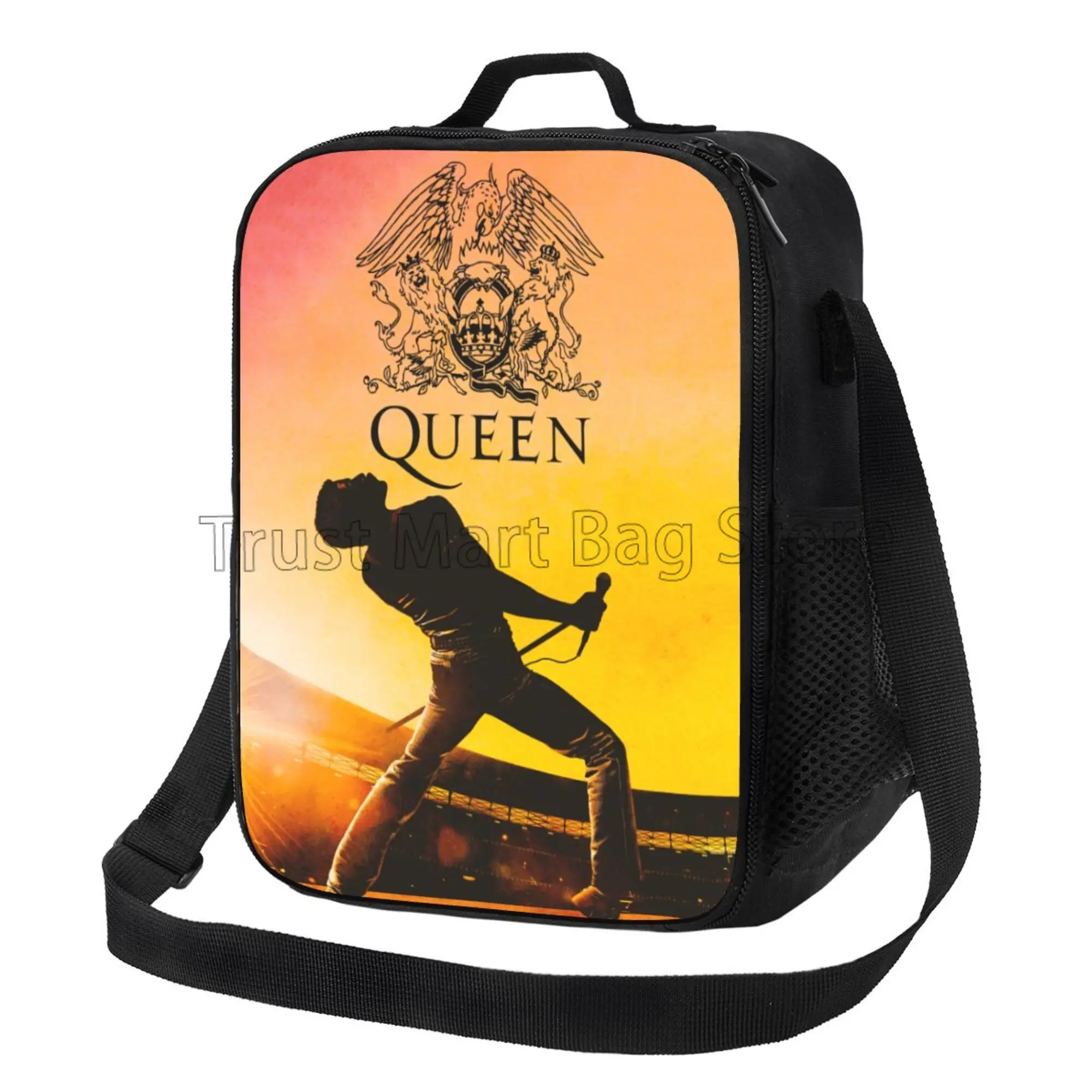 

Freddie Mercury Queen Rock Band Insulated Lunch Bag Reusable Thermal Tote with Adjustable Shoulder Strap for School Work Picnic