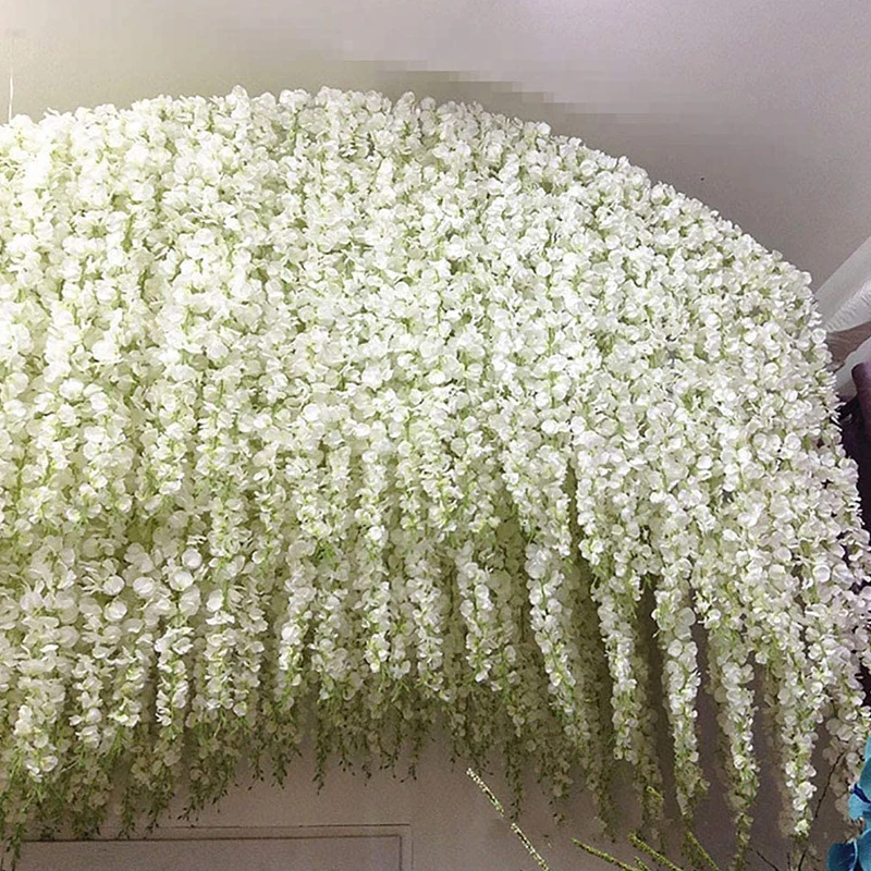 

5pcs10M Long Artificial Flowers For Wedding Decorations Mariage Flores Artificiales Silk Wisteria Hanging Garland For Home Party