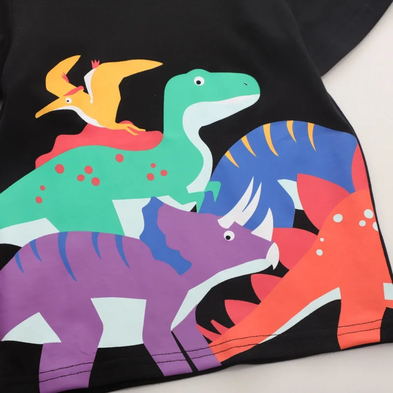 2022 Summer Children's Short-Sleeved Dinosaur Pattern Cotton Crew Neck Casual T Shirt  Soft Breathable Toddler Girls Shirt 2-7T enlarge