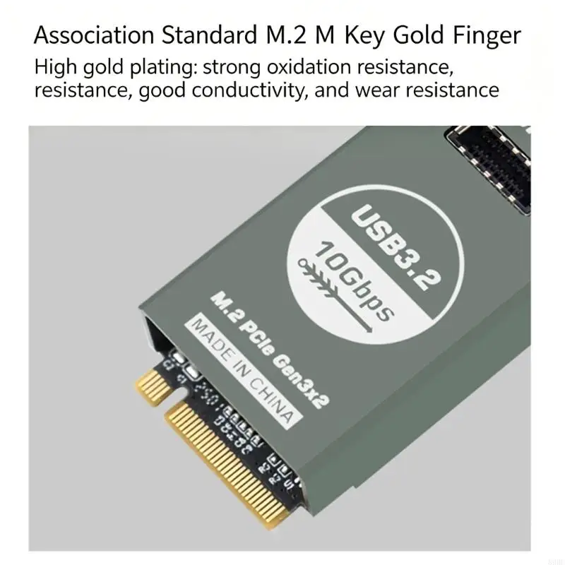 Фото Карта расширения M.2 NVMe to Double Type E 10G с высокоскоростным чипом USB 3.2 для стабильной передачи данных и рассеивания №2