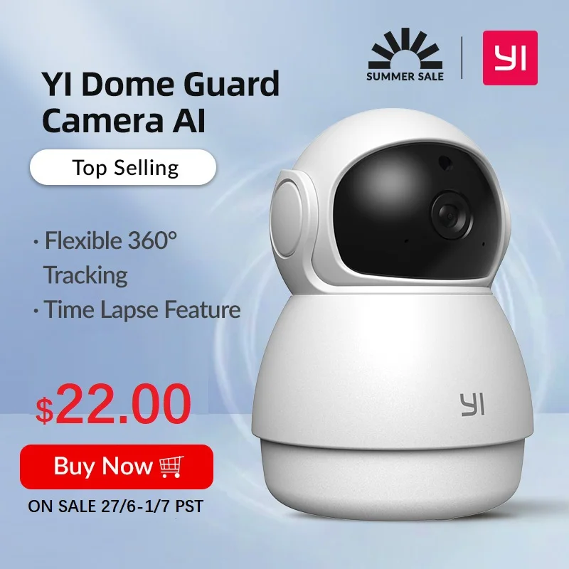 YI Dome Guard Camera 1080p Wifi Camera Human Pet AI Webcam Ip Camera Security Home Indoor Cam Pan & Tilt 360 video recorder cam