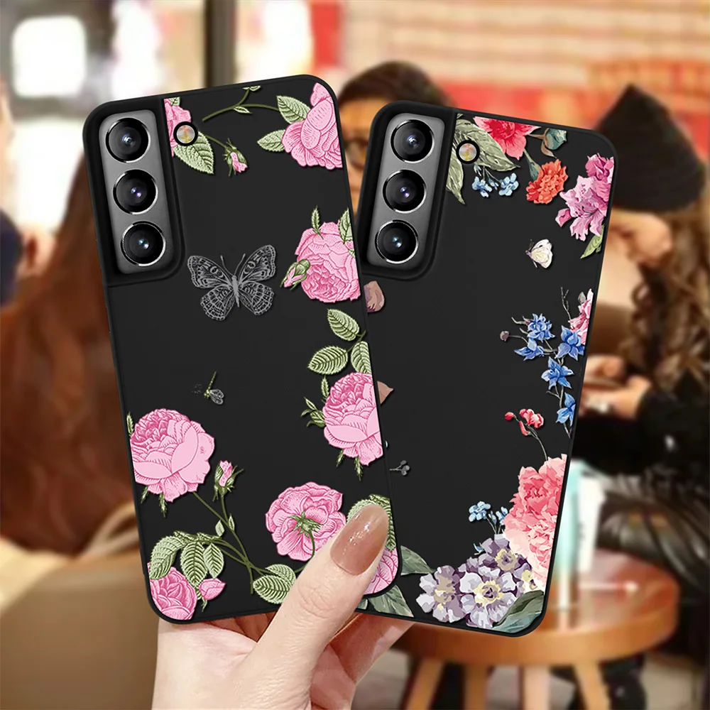 

Butterfly Flowers Case for Samsung Galaxy S21 A20S A12 A52 Cover for Samsung S21Ultra A51 A71 S20FE S10 S21 M10S A30 A31 A01 A40