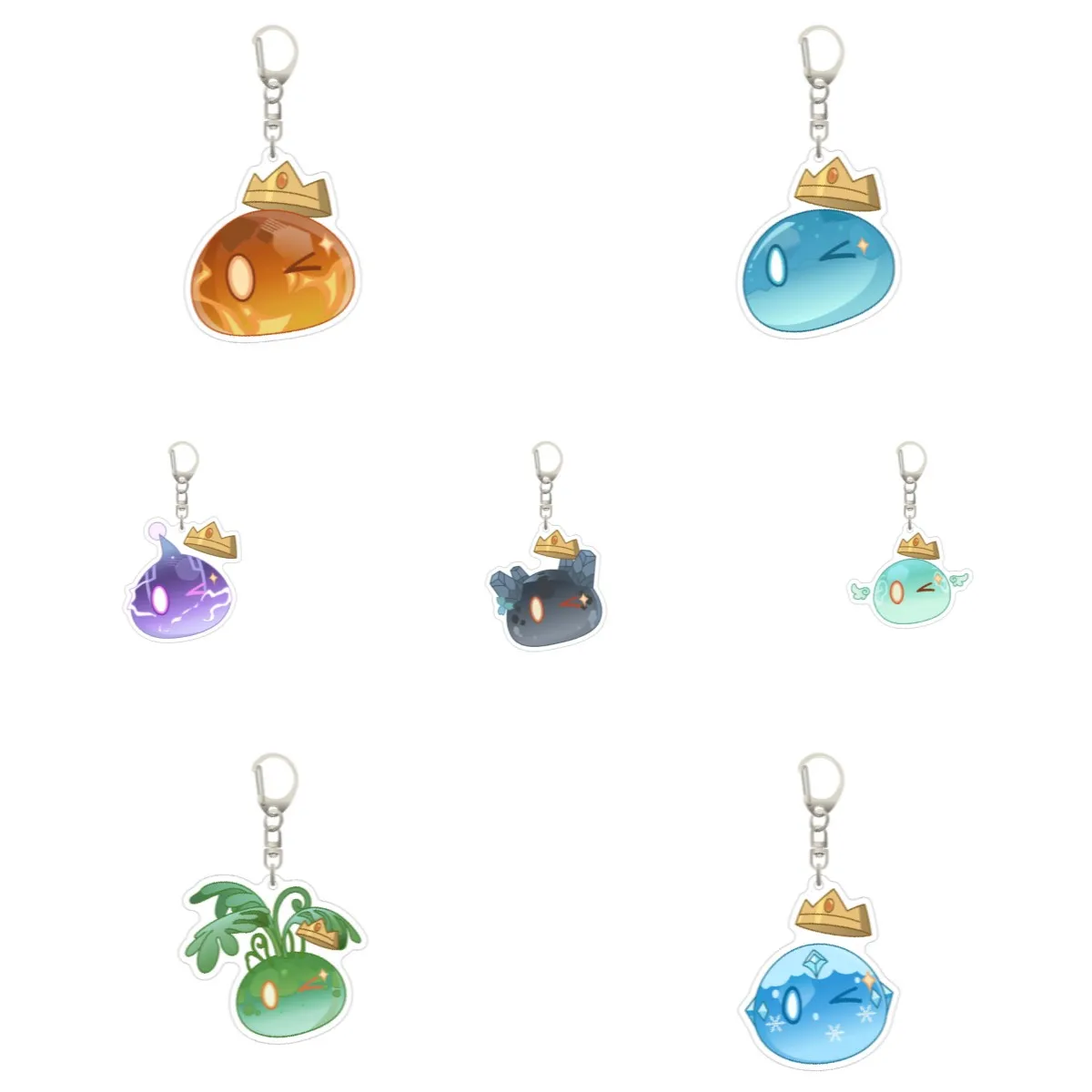 

Lovely Game Anime Keychain Genshin Impact Crown Elemental Slim Key Chain Accessories Cute Bag Pendant Key Ring for Fans Gifts